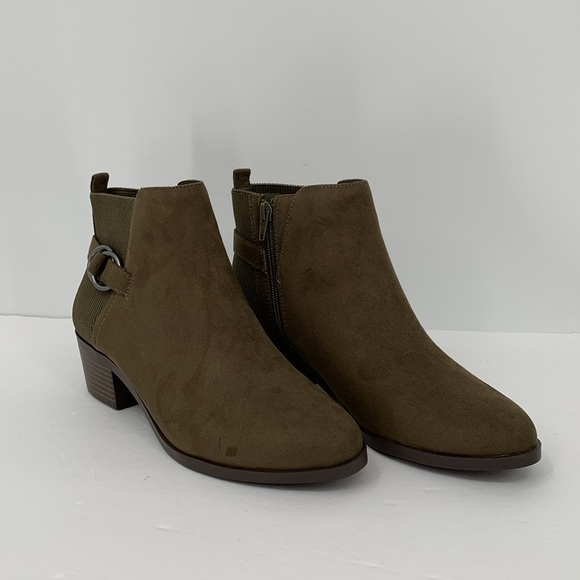 Market & Spruce Kaili ankle boots bootie shoe olive green heel stretch new 7 - Picture 2 of 7